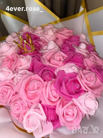 Очарователен букет от 39 изкуствени розови рози, снимка 1