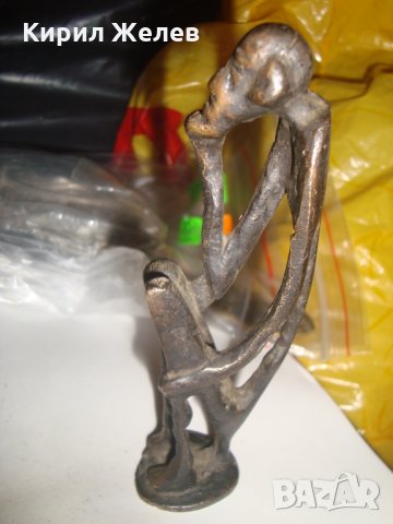 СТАРА БРОНЗОВА АФРИКАНСКА СТАТУЕТКА РЪЧНА ЕТНО АРТ ИЗРАБОТКА УНИКАТ с ТЪМНА ПАТИНА ФИГУРА 16647, снимка 10 - Статуетки - 31697021