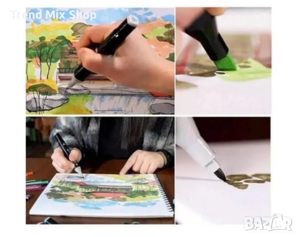 Комплект от маркери с алкохолна основа с две страни и калъф за съхранение , снимка 10 - Рисуване и оцветяване - 51529495