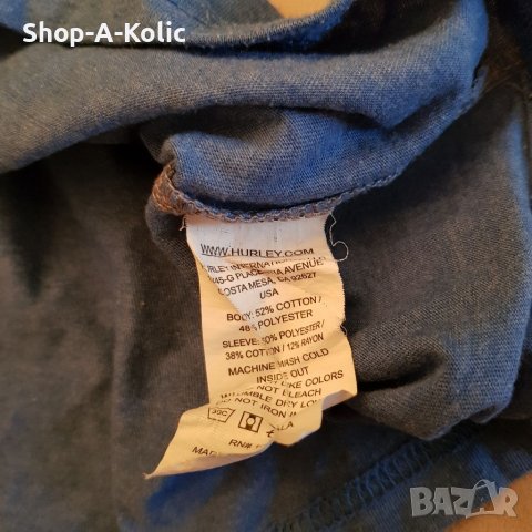 Original HURLEY Premium Fit Long Sleeve Grey Blue Button Neck Shirt, снимка 4 - Блузи - 38452643