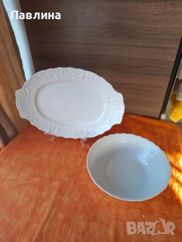 Баварски порцеланово плато и купа за салата , снимка 2 - Аксесоари за кухня - 51222150