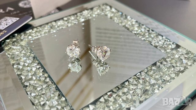 Сребърни обеци с Moissanite – 2.0ct общо, с GRA сертификат