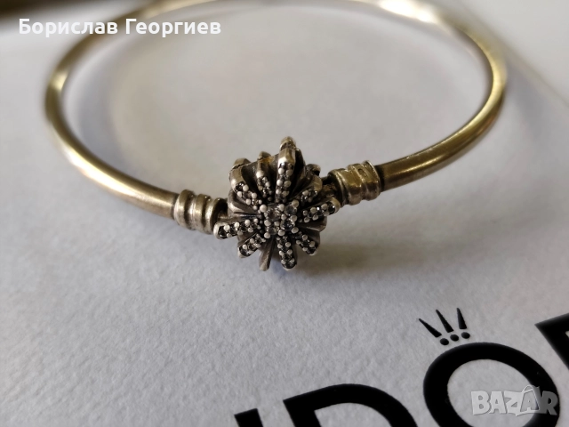 Твърда сребърна гривна Пандора pandora, снимка 6 - Гривни - 52882778