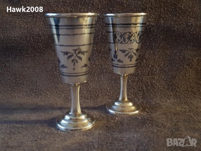 Сребърни сребро с позлата и ниело чифт руски перфектни чашки чаша, снимка 3 - Антикварни и старинни предмети - 39567516