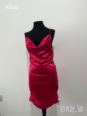 Сатенена розова рокля, снимка 4 - Рокли - 40577625