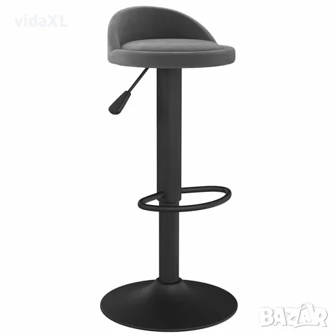 vidaXL Бар табуретки, 2 бр, тъмносиви, кадифе, снимка 3 - Столове - 56147033