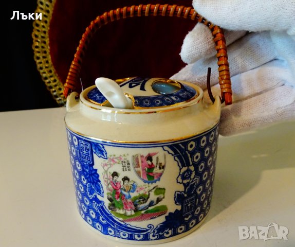 Захарница китайски порцелан,кобалт,злато. , снимка 4 - Антикварни и старинни предмети - 34563129