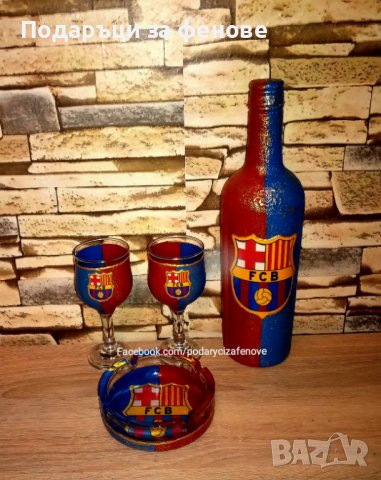 Подарък за фен на FCB (Барселона)- бутилка с логото, снимка 2 - Подаръци за юбилей - 38417143