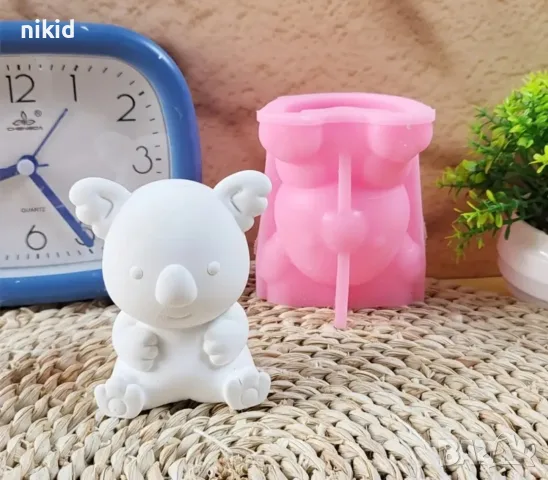 3D Коала седяща силиконов молд форма фондан шоколад гипс смола глина свещ декор, снимка 5 - Форми - 55731001