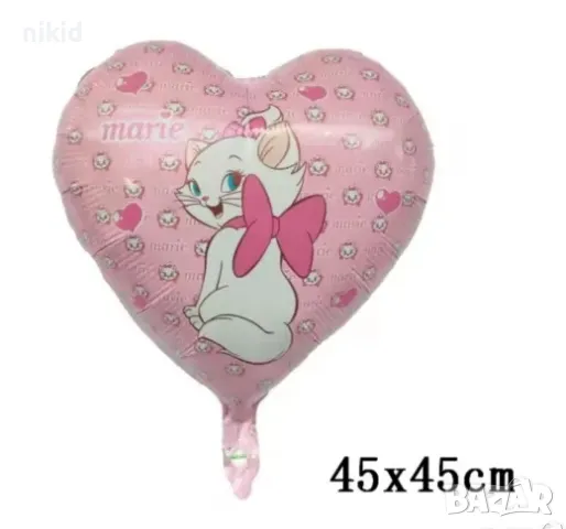 2 вида Коте Мари Marie сърце фолио фолиев балон хелий и въздух парти, снимка 3 - Други - 26330317