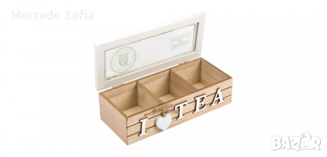 3-местна дървена кутия за чай , снимка 2 - Кутии за съхранение - 34206857