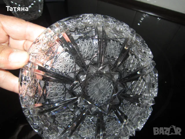 Бохемия кристален поднос;купа;ваза ; чиния  и пепелник от една серия, снимка 7 - Чинии - 49701871