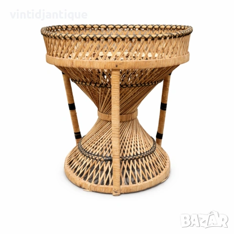 Ретро ратанов стол тип „Паун“, снимка 5 - Столове - 54133100