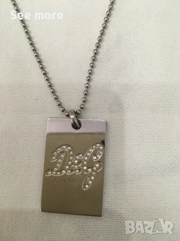 D&G Dolce & Gabbana Rhinestone Dog Tag колие унисекс, снимка 4 - Колиета, медальони, синджири - 56076259