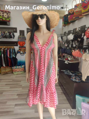 Къса плажна рокля с гол гръб 24095-розова