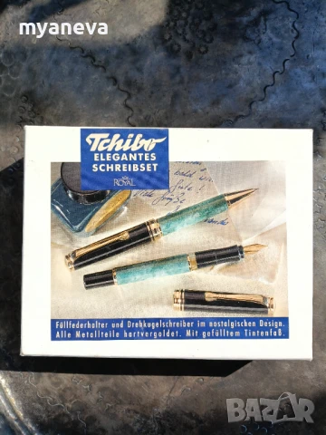 Елегантен комплект за писане от Tchibo Royal, включващ  писалка и химикалка с vintage дизайн., снимка 3 - Ученически пособия, канцеларски материали - 51108698