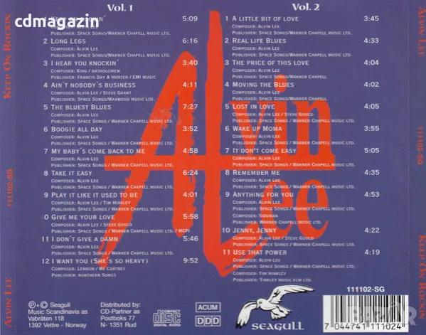 Компакт дискове CD Alvin Lee – Keep On Rockin, снимка 2 - CD дискове - 49744467