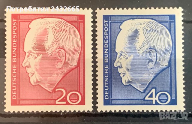 1818. Германия 1964 - “ Исторически личности. Президентът Хайнрих Любке. “, **, MNH, снимка 1 - Филателия - 42546350