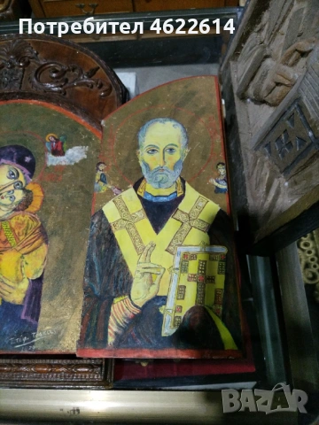 ГОЛЯМА ДОМАШНА ИКОНА, ТРИПТИХ , снимка 7 - Антикварни и старинни предмети - 53053212