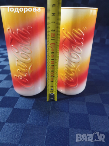 Оригинални рекламни чаши на  Coca Cola от цветно стъкло , снимка 4 - Чаши - 44790018