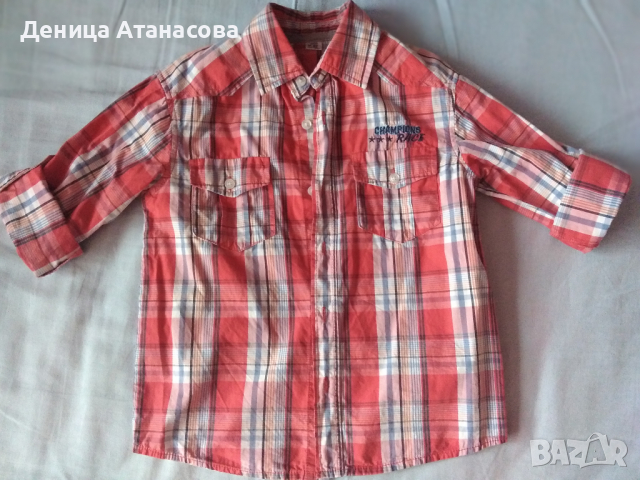 Суичъри, блузки, ризки, панталон, чорапогащник, зимно яке с ръкавички размер 122/128, снимка 7 - Детски анцузи и суичери - 36418089