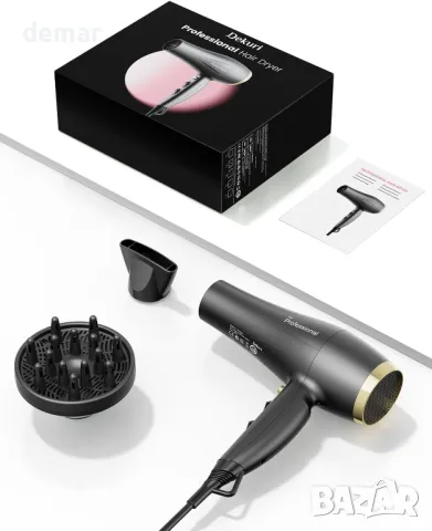 Сешоар Dekuri с дифузьор, професионален йонен сешоар с накрайник, снимка 9 - Сешоари - 49793770