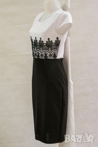 Елегантна рокля в черно и бяло марка Beauty's Love, снимка 3 - Рокли - 38316817