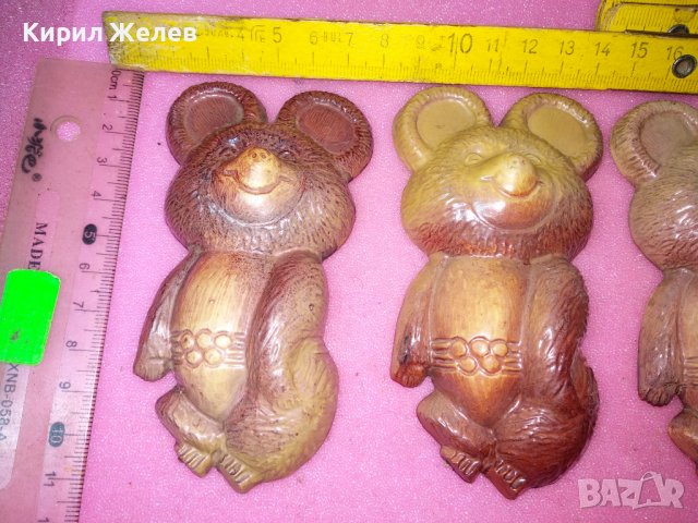 5 СТАРИ БАКЕЛИТЕНИ МЕЧЕТА МИША ТАЛИСМАН на ОЛИМПИЙСКИТЕ ИГРИ МОСКВА 1980г. СССР СУВЕНИР РЕДКИ 246666, снимка 2 - Колекции - 44314047