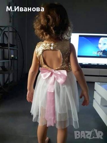 Детска официална рокля в злато и тюл размер 2 години, снимка 13 - Детски рокли и поли - 15580069