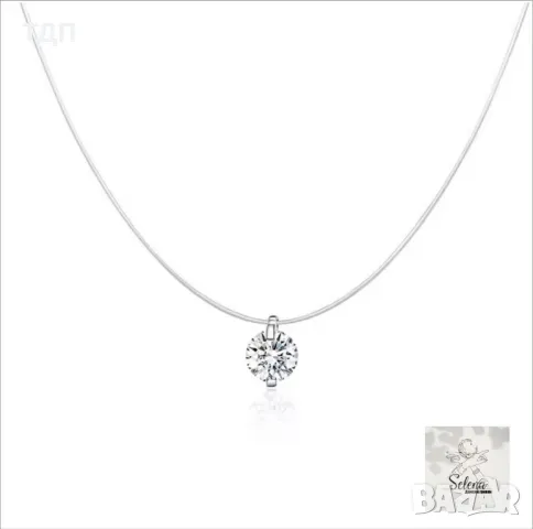 Колие - чокър с медальон от сребро 925 с кубичен циркон 