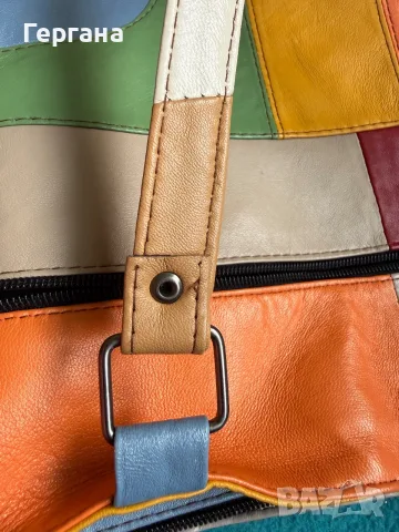 Дамска цветна чанта (Patchwork) от 100% естествена кожа, снимка 8 - Чанти - 56436632
