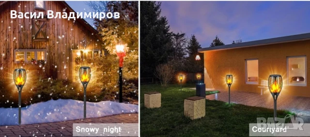 Соларна LED лампа имитираща огън със светлинен сензор, снимка 3 - Соларни лампи - 50921358
