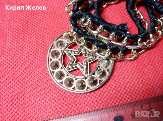 ЗВЕЗДОВИДЕН ЗЛАТИСТ КРИСТАЛЕН АРТ МЕДАЛЬОН ВИНТИДЖ КОЛИЕ 47433, снимка 5 - Колиета, медальони, синджири - 47285552