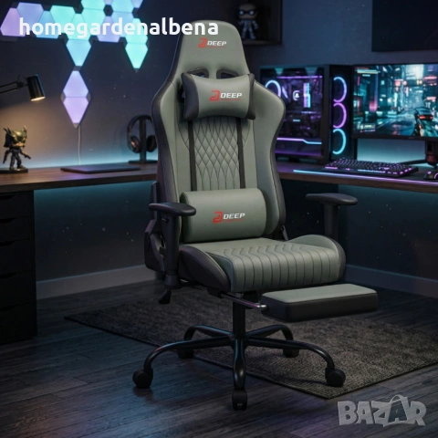 Ергономичен геймърски стол със стойка за крака – комфорт и стил на топ цена!