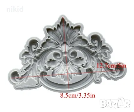 ОР78 Едър Двустранен орнамент силиконов молд форма фондан шоколад гипс декор, снимка 2 - Форми - 47271210