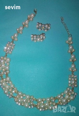 Масивен перлен комплект нов, снимка 2 - Бижутерийни комплекти - 37518565