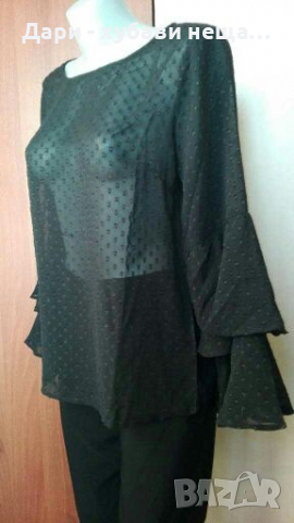 Черна прозрачна блуза/топ от шифон🍀❤L,XL❤🍀арт.4046