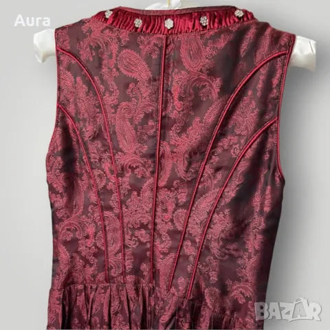 burgundy dirndl paisley pattern, снимка 5 - Рокли - 56342829