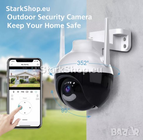 Безжична въртяща WiFi камера Ball ICsee 4mpx UltraHD, снимка 5 - Камери - 39197559