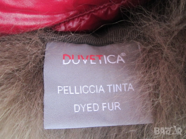 DUVETICA дамско марково червено пухено яке размер 42 (М)., снимка 2 - Якета - 51866830