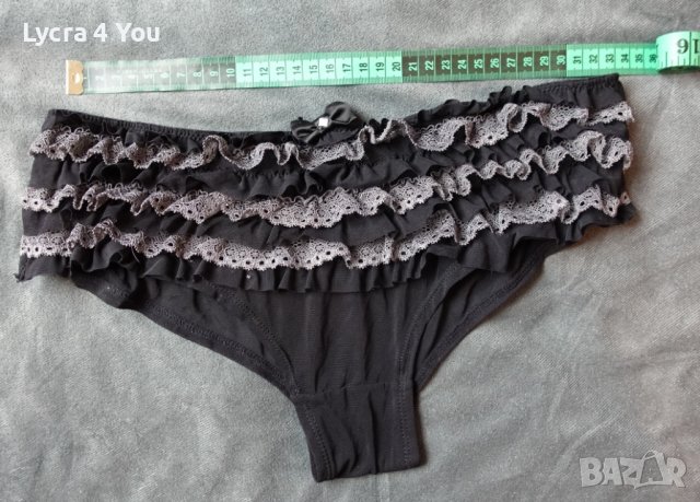 М/Л черни тюлени бикини с къдрички, снимка 1