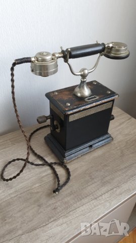 Рядък телефон с две манивели началото на 20 век, снимка 10 - Антикварни и старинни предмети - 42859603