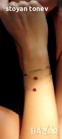 Златна верижка/гривна с естествени рубини! Уникат с многолика визия! Нов!, снимка 3 - Колиета, медальони, синджири - 48198235