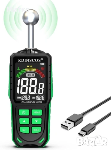 Акумулаторен стенен влагомер, професионален цифров хигрометър, детектор за влага за дърво, стени и п, снимка 2 - Измервателни инструменти - 53964596