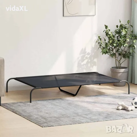 vidaXL Повдигнато легло кучета черно 150x90x20 cm Текстилен и стомана, снимка 3 - За кучета - 56147548