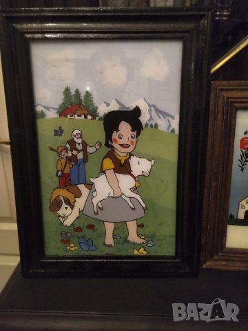 Картина по книгата "Хайди" найвизъм рисувана върху стъкло 