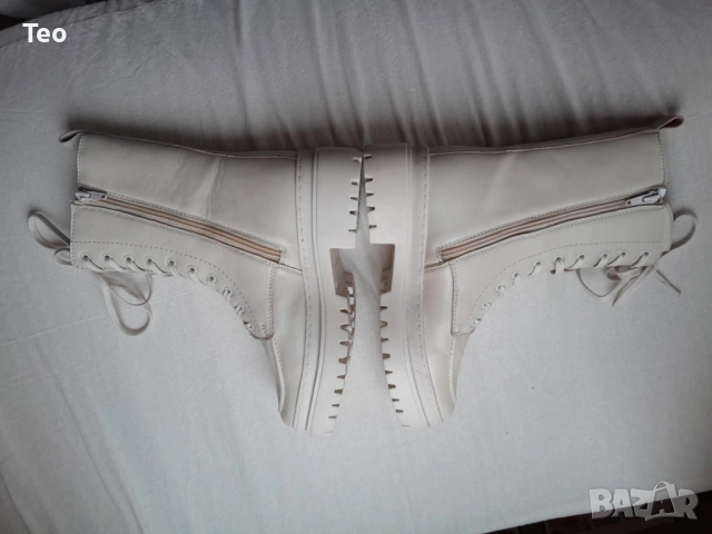 Немски Ботуши Lascana, нови естествена кожа, бели, размер 38 връзки и цип, снимка 9 - Дамски ботуши - 52898374