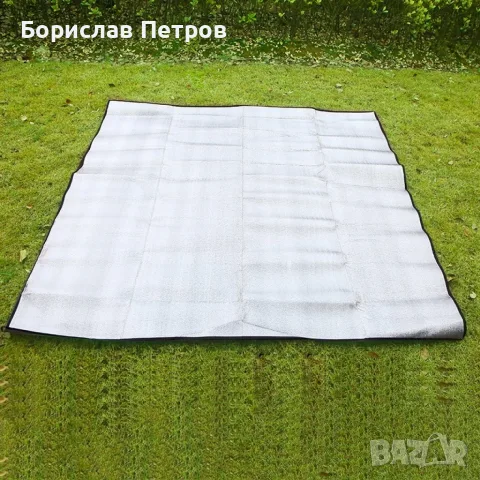 Постелка за къмпинг с двойно алуминиево покритие 150 см x 200 см, снимка 2 - Палатки - 55756203