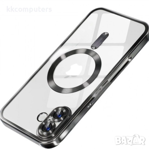 Силиконов кейс bSmart Chrome Magsafe с протектори за камерите, За iPhone 17 (6.3), Черен, снимка 4 - Резервни части за телефони - 51846768