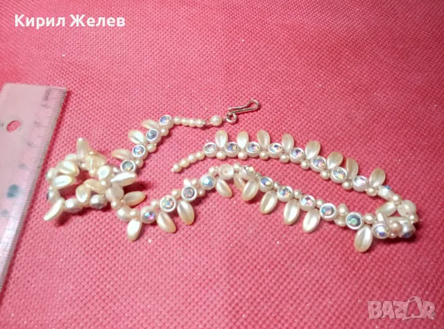 СТАРО ПЕРЛЕН Тип РЕТРО КОЛИЕ с ЦВЕТЕН БОХЕМСКИ КРИСТАЛ 56789, снимка 8 - Антикварни и старинни предмети - 47307471